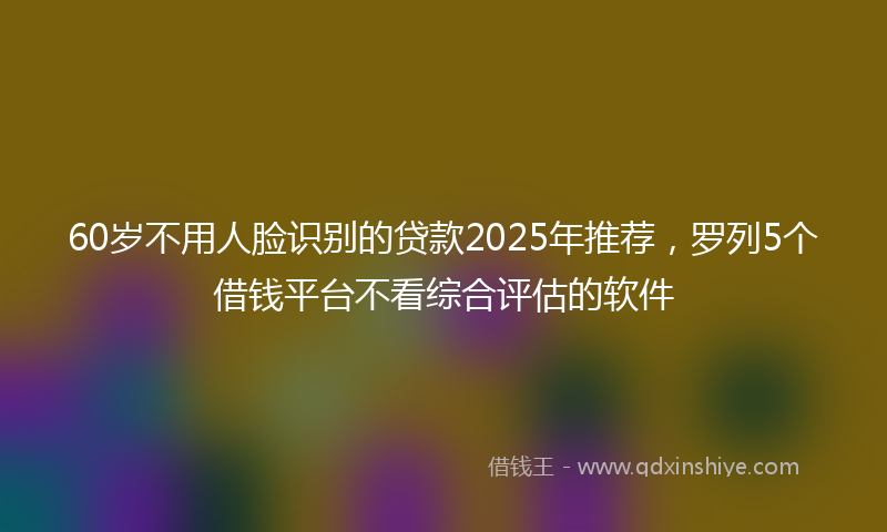 60岁不用人脸识别的贷款2025年推荐，罗列5个借钱平台不看综合评估的软件