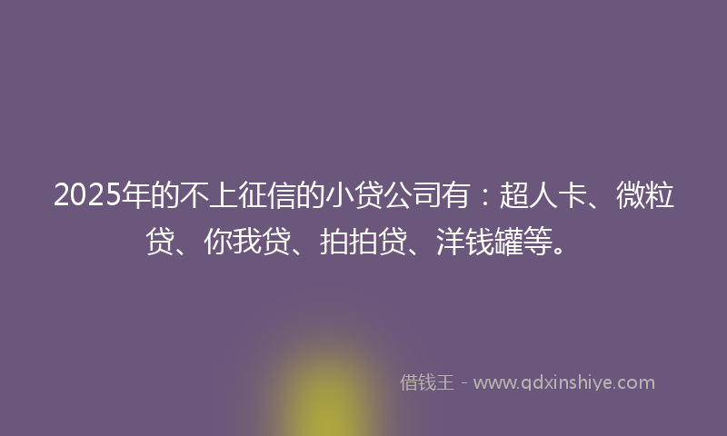 2025年的不上征信的小贷公司有：超人卡、微粒贷、你我贷、拍拍贷、洋钱罐等。