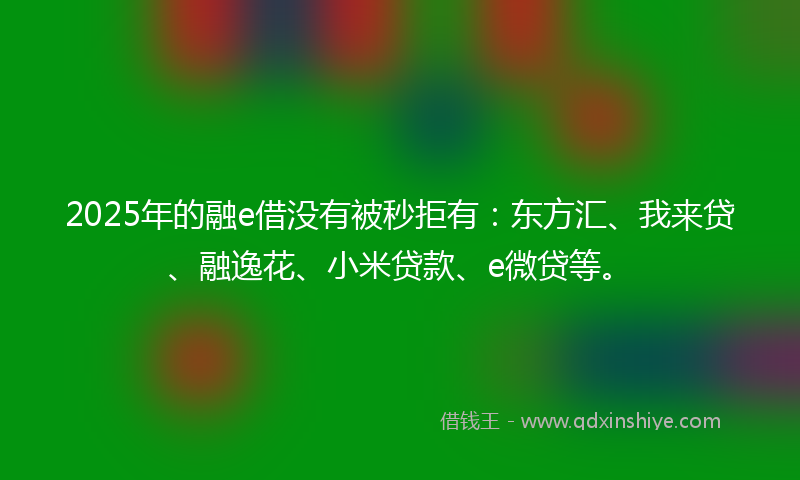2025年的融e借没有被秒拒有：东方汇、我来贷、融逸花、小米贷款、e微贷等。