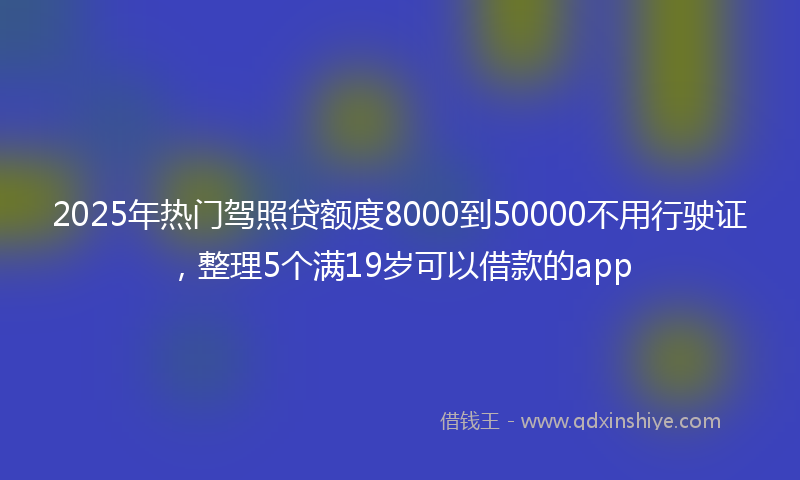 2025年热门驾照贷额度8000到50000不用行驶证，整理5个满19岁可以借款的app