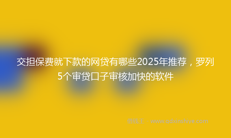 交担保费就下款的网贷有哪些2025年推荐，罗列5个审贷口子审核加快的软件