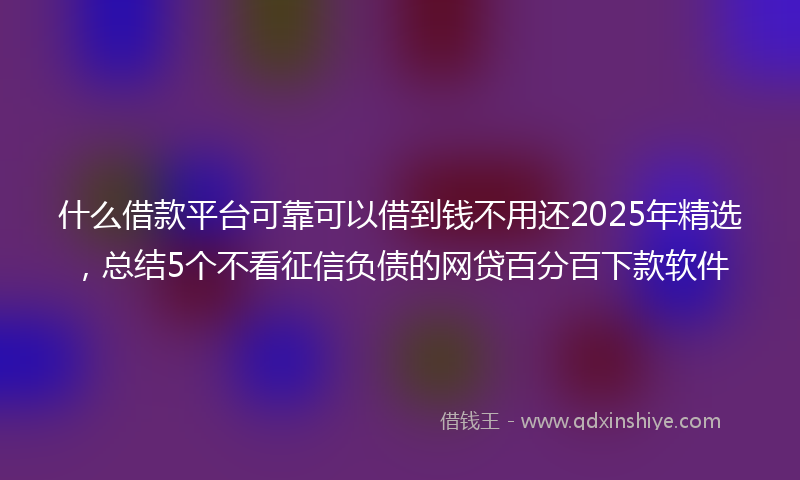 什么借款平台可靠可以借到钱不用还2025年精选，总结5个不看征信负债的网贷百分百下款软件
