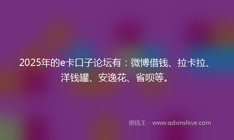 2025年的e卡口子论坛有：微博借钱、拉卡拉、洋钱罐、安逸花、省呗等。
