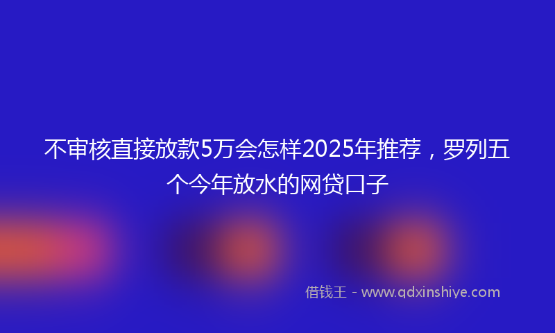 不审核直接放款5万会怎样2025年推荐，罗列五个今年放水的网贷口子