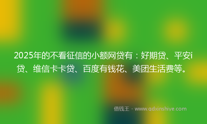2025年的不看征信的小额网贷有：好期贷、平安i贷、维信卡卡贷、百度有钱花、美团生活费等。