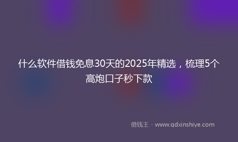 什么软件借钱免息30天的2025年精选，梳理5个高炮口子秒下款