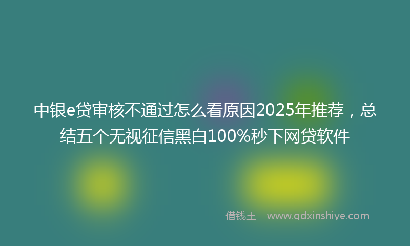 中银e贷审核不通过怎么看原因2025年推荐，总结五个无视征信黑白100%秒下网贷软件