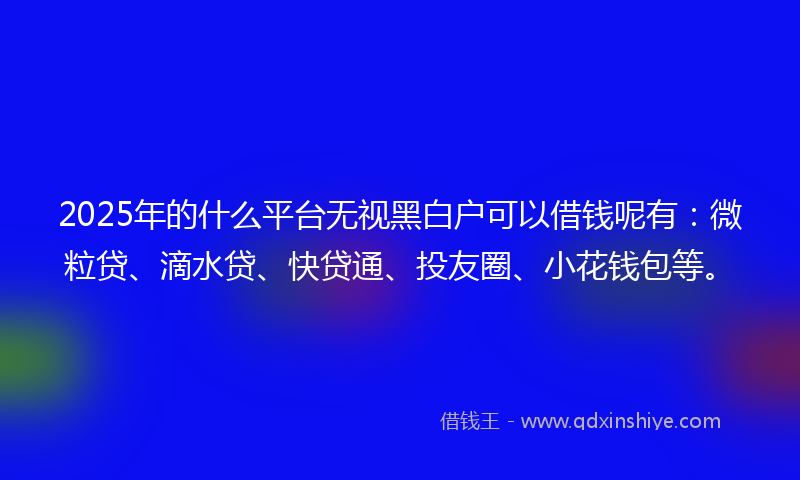 2025年的什么平台无视黑白户可以借钱呢有：微粒贷、滴水贷、快贷通、投友圈、小花钱包等。