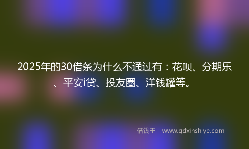 2025年的30借条为什么不通过有：花呗、分期乐、平安i贷、投友圈、洋钱罐等。