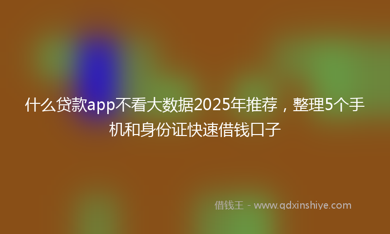 什么贷款app不看大数据2025年推荐，整理5个手机和身份证快速借钱口子