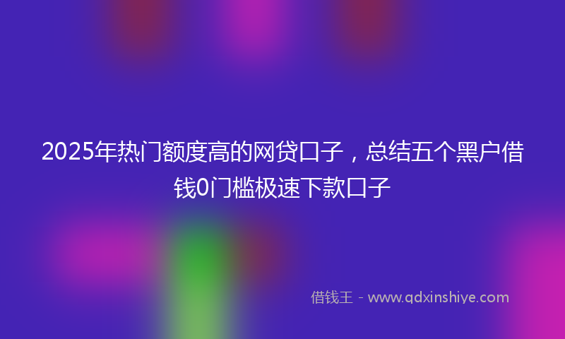 2025年热门额度高的网贷口子，总结五个黑户借钱0门槛极速下款口子