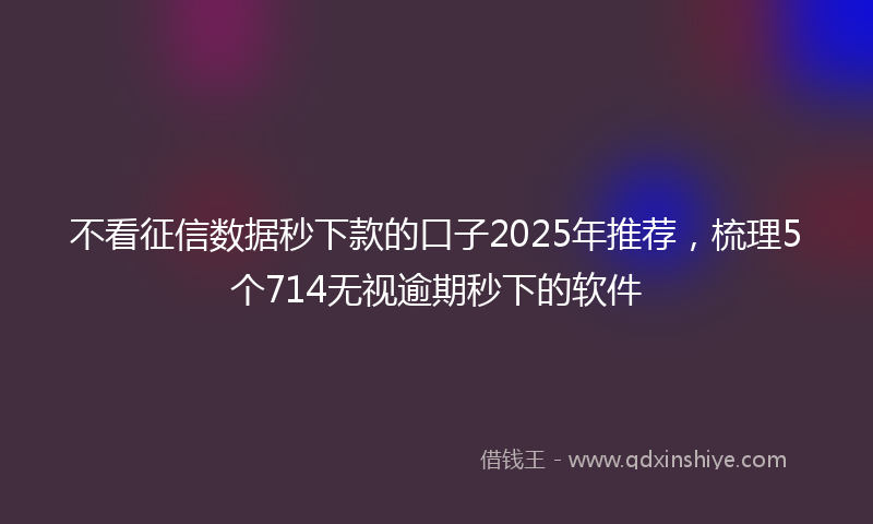 不看征信数据秒下款的口子2025年推荐，梳理5个714无视逾期秒下的软件