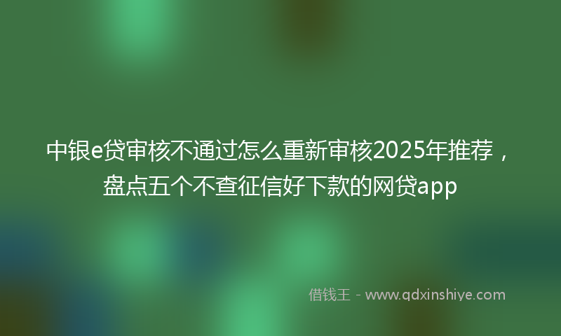 中银e贷审核不通过怎么重新审核2025年推荐，盘点五个不查征信好下款的网贷app