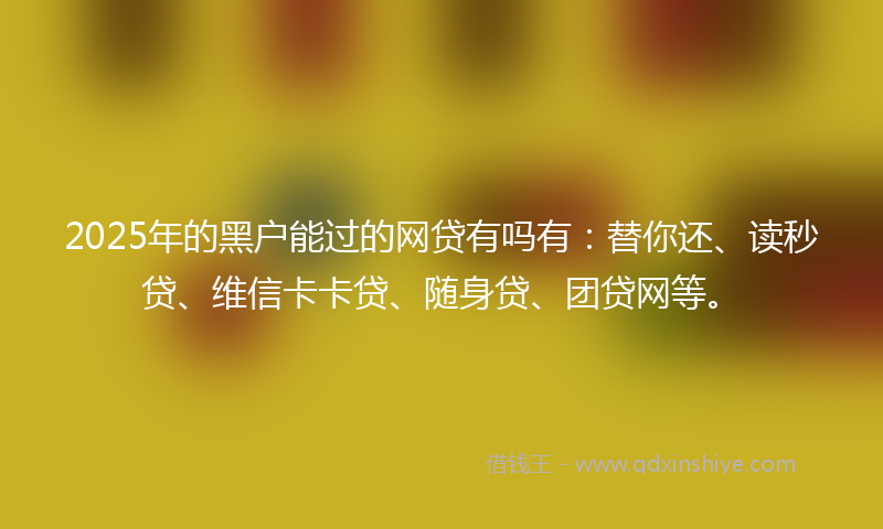 2025年的黑户能过的网贷有吗有：替你还、读秒贷、维信卡卡贷、随身贷、团贷网等。