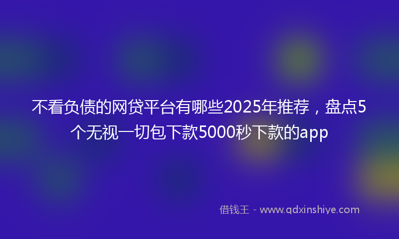 不看负债的网贷平台有哪些2025年推荐，盘点5个无视一切包下款5000秒下款的app