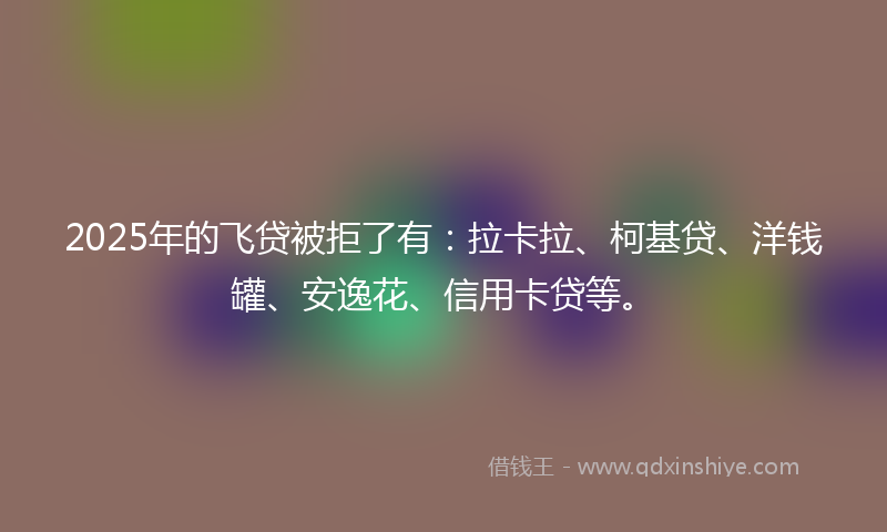 2025年的飞贷被拒了有：拉卡拉、柯基贷、洋钱罐、安逸花、信用卡贷等。