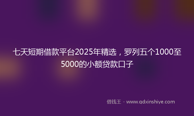 七天短期借款平台2025年精选，罗列五个1000至5000的小额贷款口子