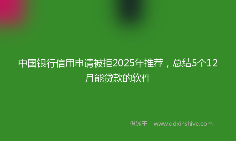 中国银行信用申请被拒2025年推荐，总结5个12月能贷款的软件