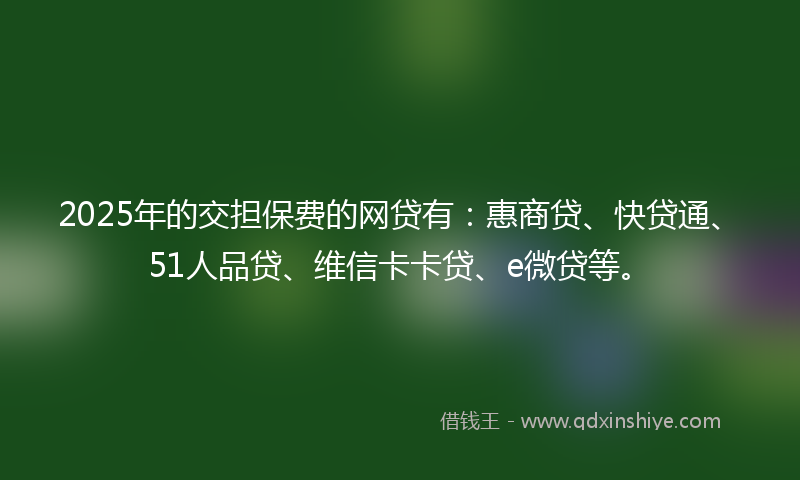 2025年的交担保费的网贷有：惠商贷、快贷通、51人品贷、维信卡卡贷、e微贷等。