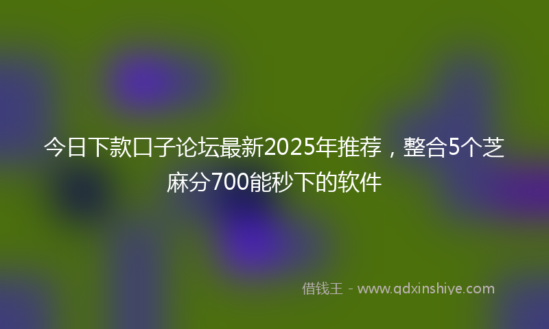 今日下款口子论坛最新2025年推荐，整合5个芝麻分700能秒下的软件