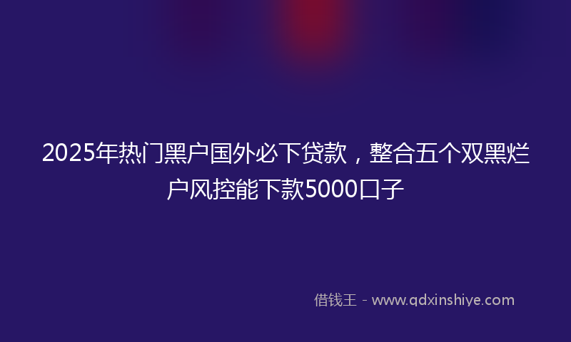 2025年热门黑户国外必下贷款，整合五个双黑烂户风控能下款5000口子