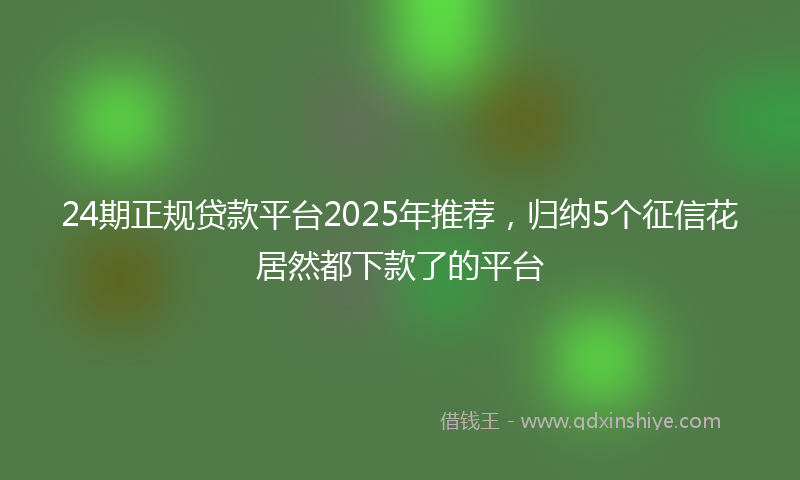 24期正规贷款平台2025年推荐，归纳5个征信花居然都下款了的平台