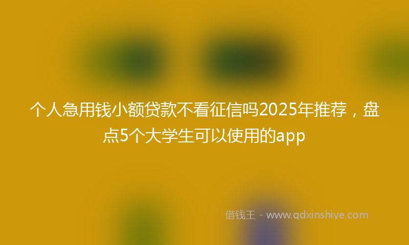 个人急用钱小额贷款不看征信吗2025年推荐，盘点5个大学生可以使用的app