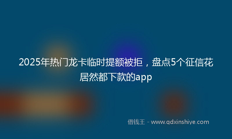 2025年热门龙卡临时提额被拒，盘点5个征信花居然都下款的app