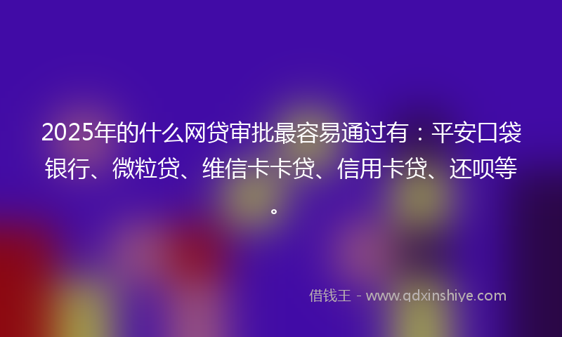 2025年的什么网贷审批最容易通过有：平安口袋银行、微粒贷、维信卡卡贷、信用卡贷、还呗等。