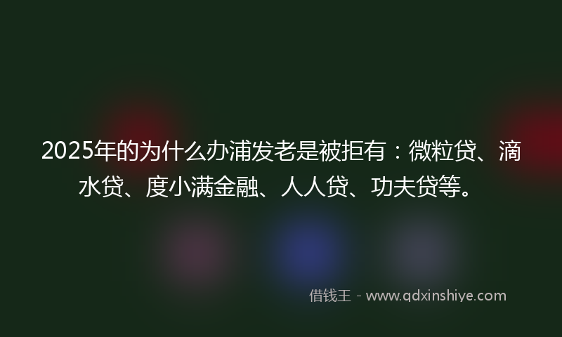 2025年的为什么办浦发老是被拒有：微粒贷、滴水贷、度小满金融、人人贷、功夫贷等。