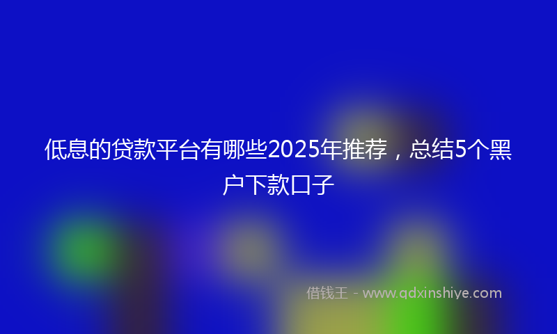 低息的贷款平台有哪些2025年推荐，总结5个黑户下款口子