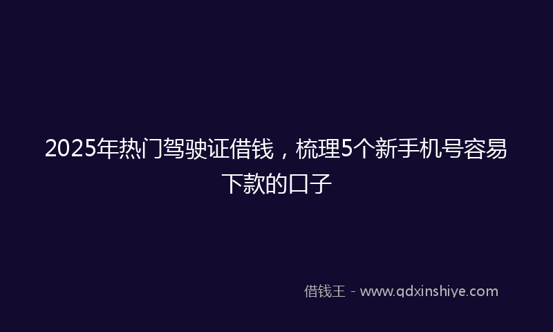 2025年热门驾驶证借钱，梳理5个新手机号容易下款的口子
