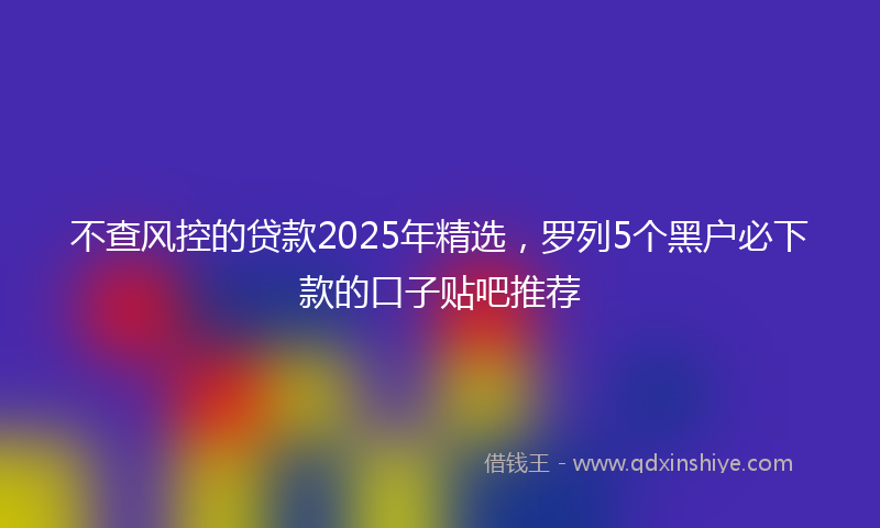不查风控的贷款2025年精选，罗列5个黑户必下款的口子贴吧推荐