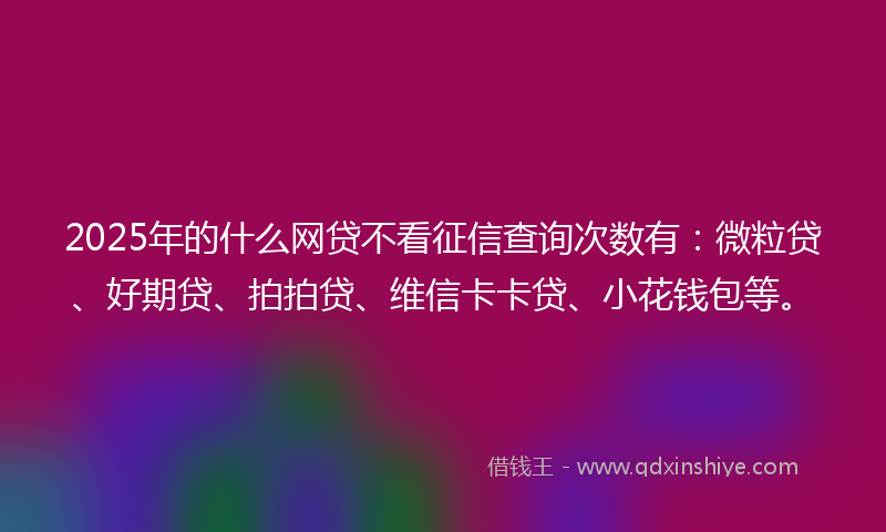 2025年的什么网贷不看征信查询次数有：微粒贷、好期贷、拍拍贷、维信卡卡贷、小花钱包等。