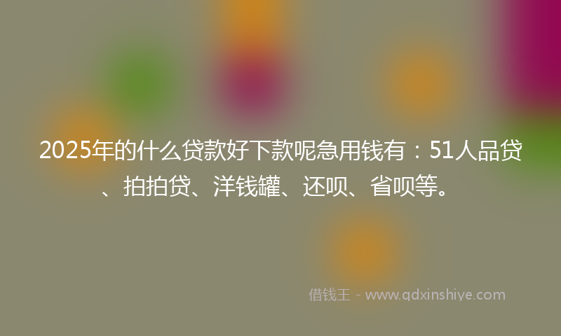 2025年的什么贷款好下款呢急用钱有：51人品贷、拍拍贷、洋钱罐、还呗、省呗等。