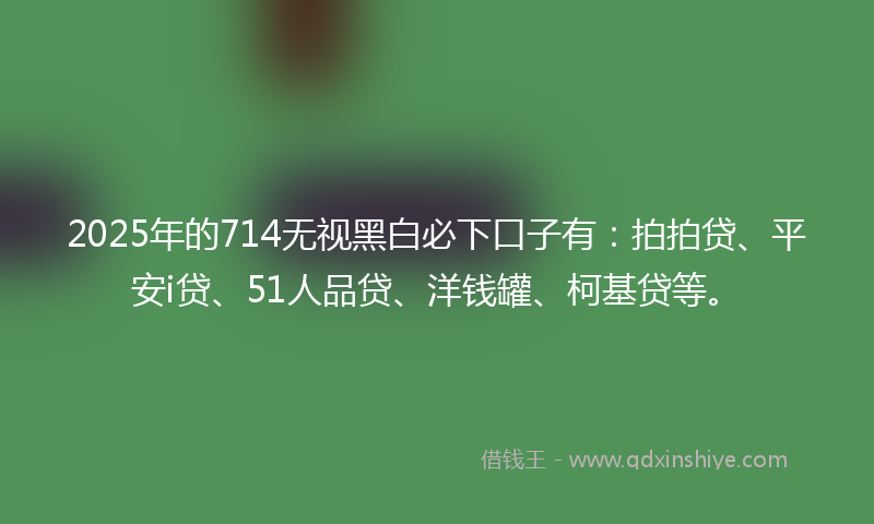 2025年的714无视黑白必下口子有：拍拍贷、平安i贷、51人品贷、洋钱罐、柯基贷等。
