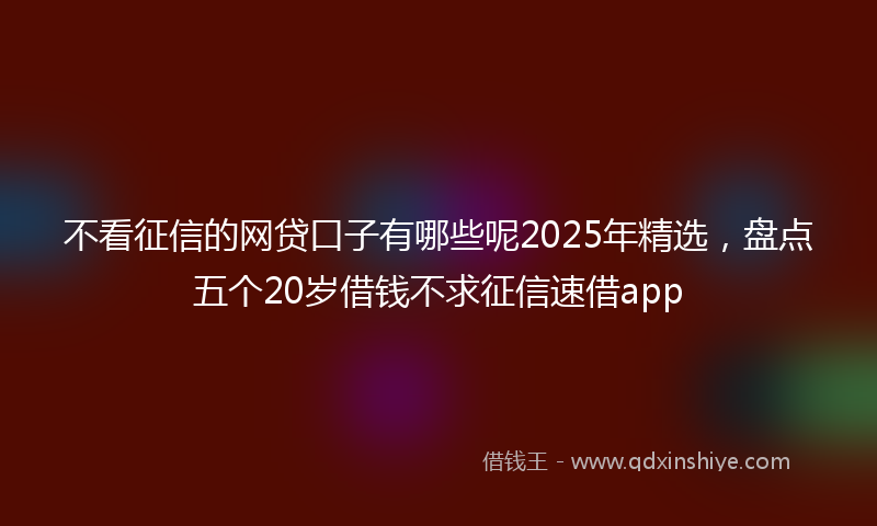 不看征信的网贷口子有哪些呢2025年精选，盘点五个20岁借钱不求征信速借app
