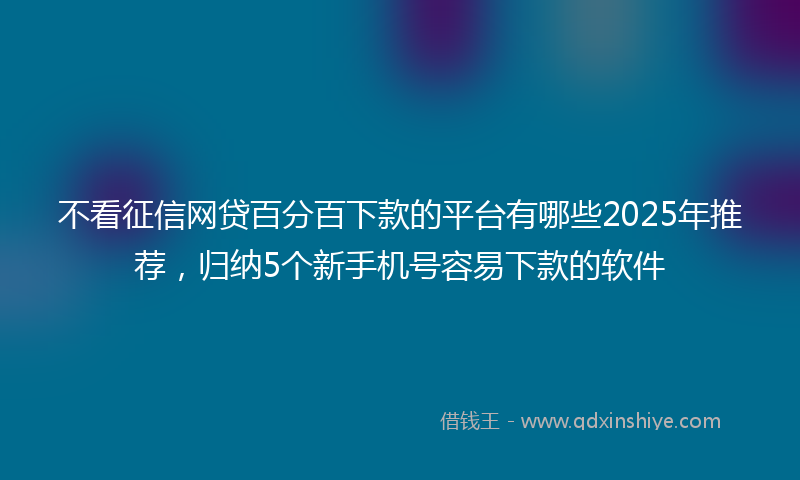 不看征信网贷百分百下款的平台有哪些2025年推荐，归纳5个新手机号容易下款的软件