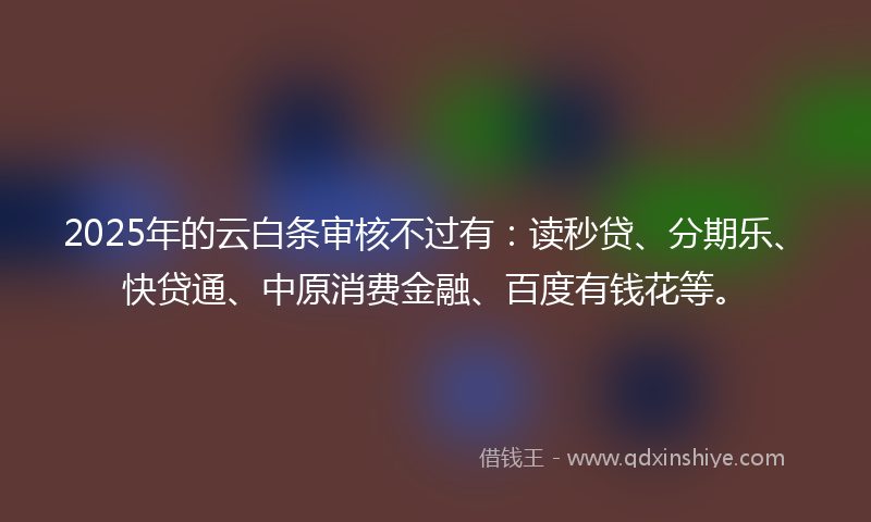 2025年的云白条审核不过有：读秒贷、分期乐、快贷通、中原消费金融、百度有钱花等。