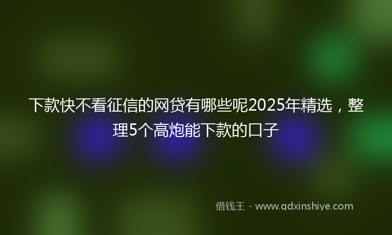 下款快不看征信的网贷有哪些呢2025年精选，整理5个高炮能下款的口子