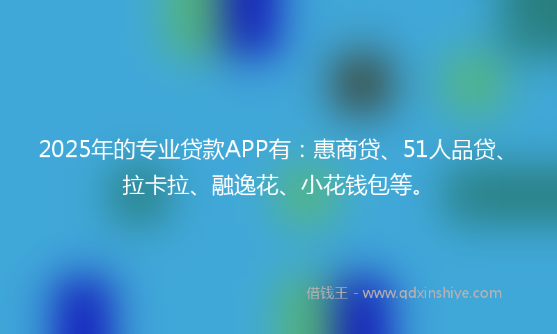 2025年的专业贷款APP有：惠商贷、51人品贷、拉卡拉、融逸花、小花钱包等。