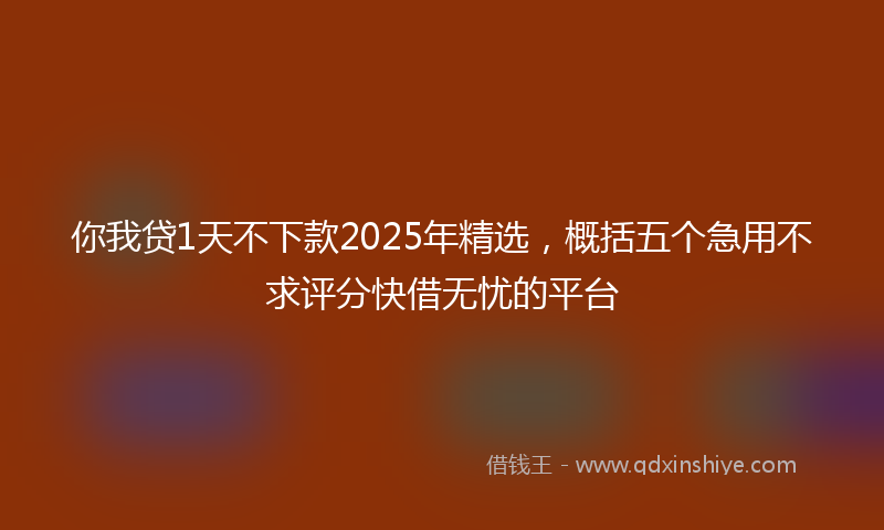 你我贷1天不下款2025年精选，概括五个急用不求评分快借无忧的平台