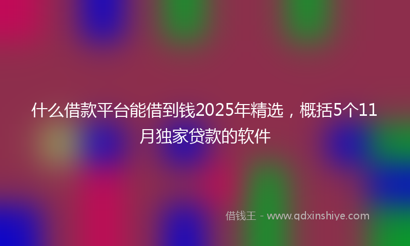 什么借款平台能借到钱2025年精选，概括5个11月独家贷款的软件