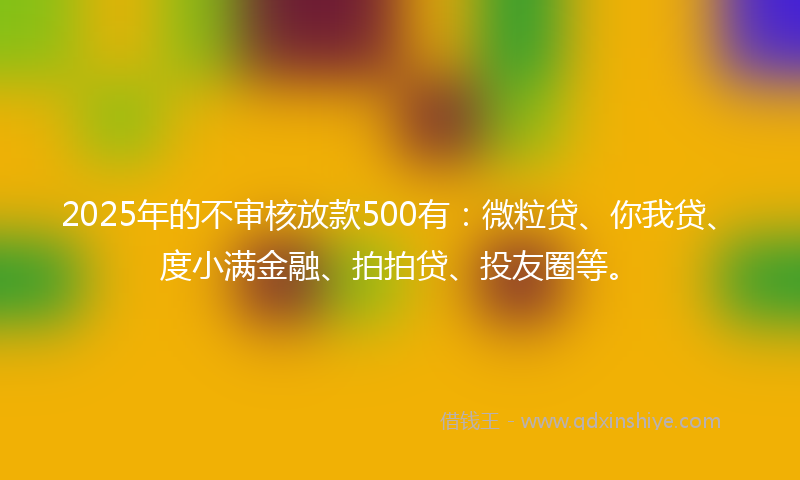 2025年的不审核放款500有：微粒贷、你我贷、度小满金融、拍拍贷、投友圈等。