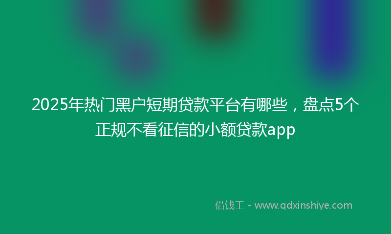 2025年热门黑户短期贷款平台有哪些，盘点5个正规不看征信的小额贷款app
