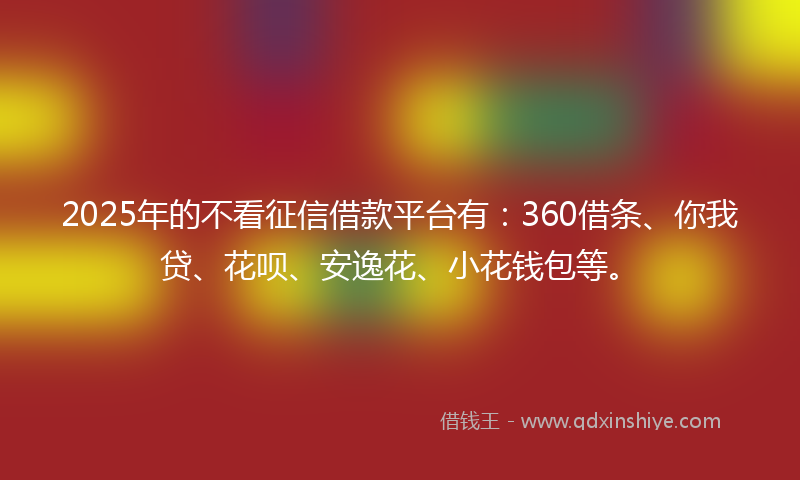 2025年的不看征信借款平台有：360借条、你我贷、花呗、安逸花、小花钱包等。