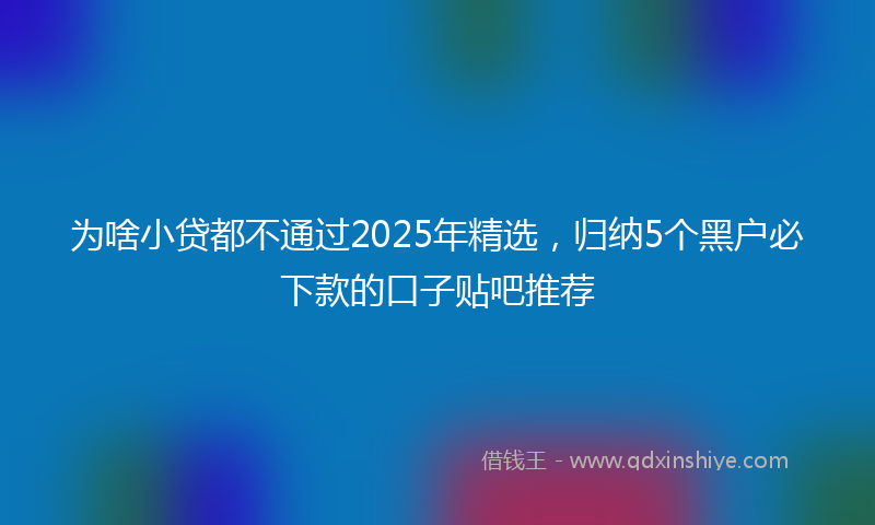 为啥小贷都不通过2025年精选，归纳5个黑户必下款的口子贴吧推荐