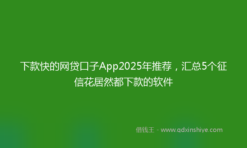 下款快的网贷口子App2025年推荐，汇总5个征信花居然都下款的软件