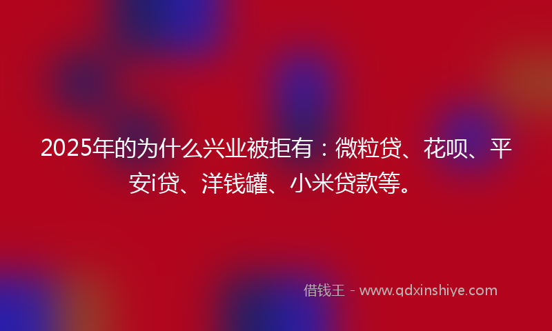 2025年的为什么兴业被拒有：微粒贷、花呗、平安i贷、洋钱罐、小米贷款等。