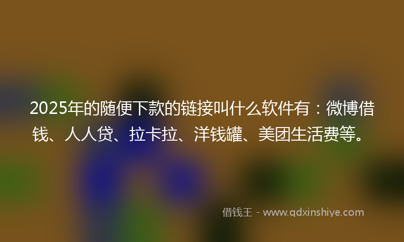 2025年的随便下款的链接叫什么软件有：微博借钱、人人贷、拉卡拉、洋钱罐、美团生活费等。